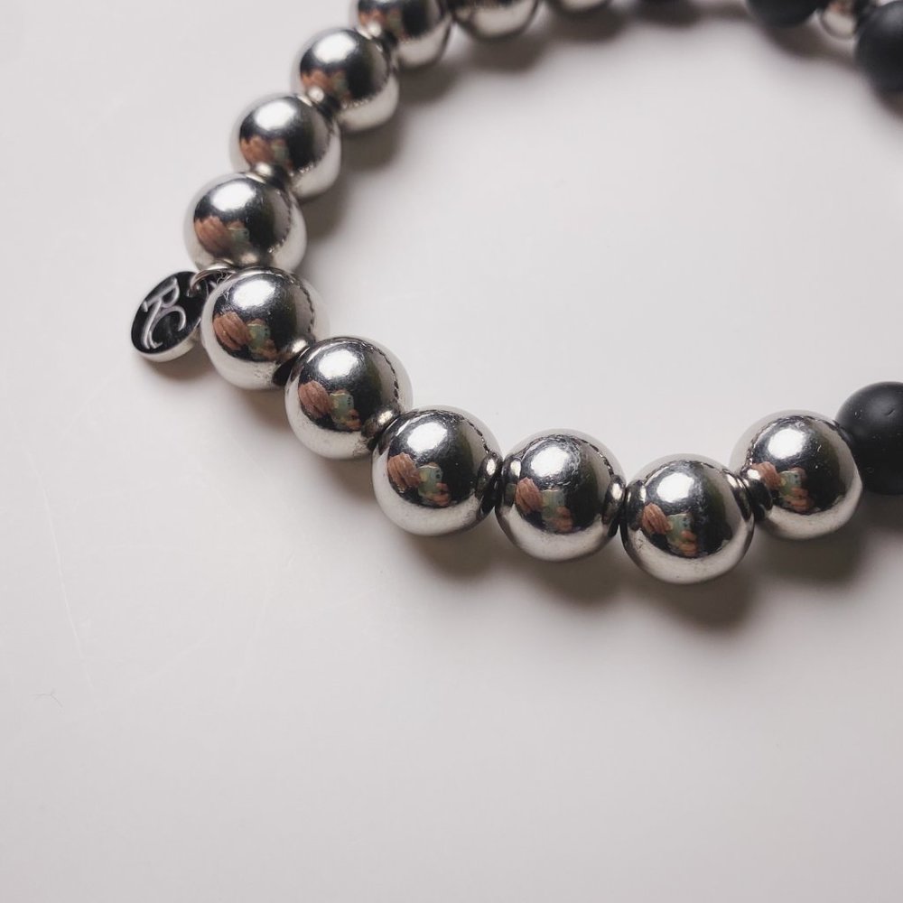 Rustic Cuff Green Rhinestone Rubber Black White Stackable Stretch Bracelet Set - Picture 8 of 11